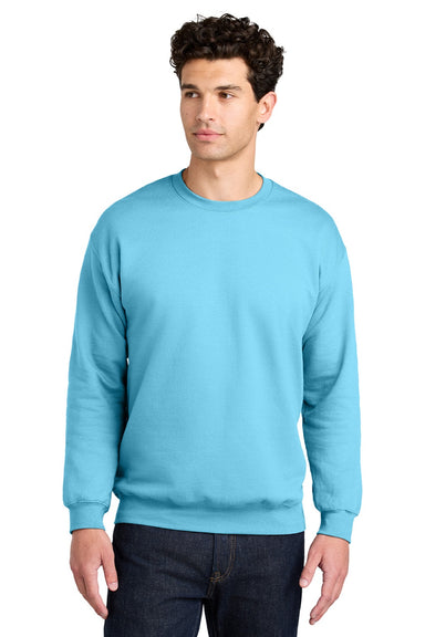 Gildan SF000 Mens Softstyle Crewneck Sweatshirt Sky Blue Model Front