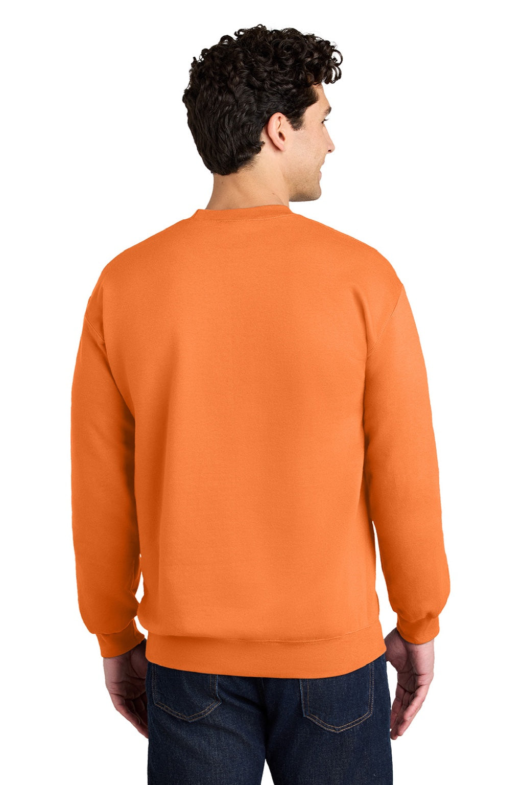 Gildan SF000 Mens Softstyle Crewneck Sweatshirt Tangerine Orange Model Back