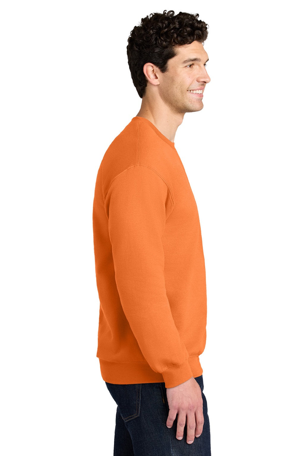 Gildan SF000 Mens Softstyle Crewneck Sweatshirt Tangerine Orange Model Side