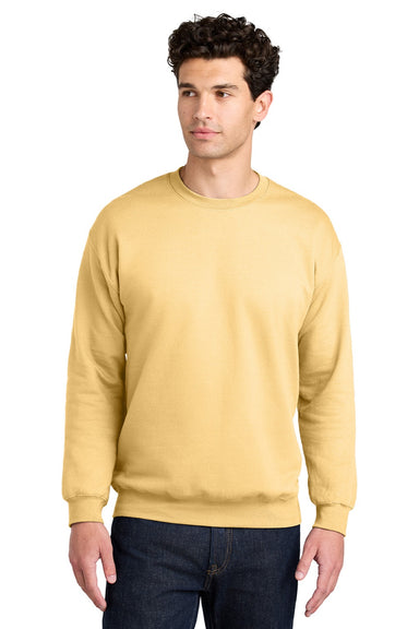 Gildan SF000 Mens Softstyle Crewneck Sweatshirt Yellow Haze Model Front