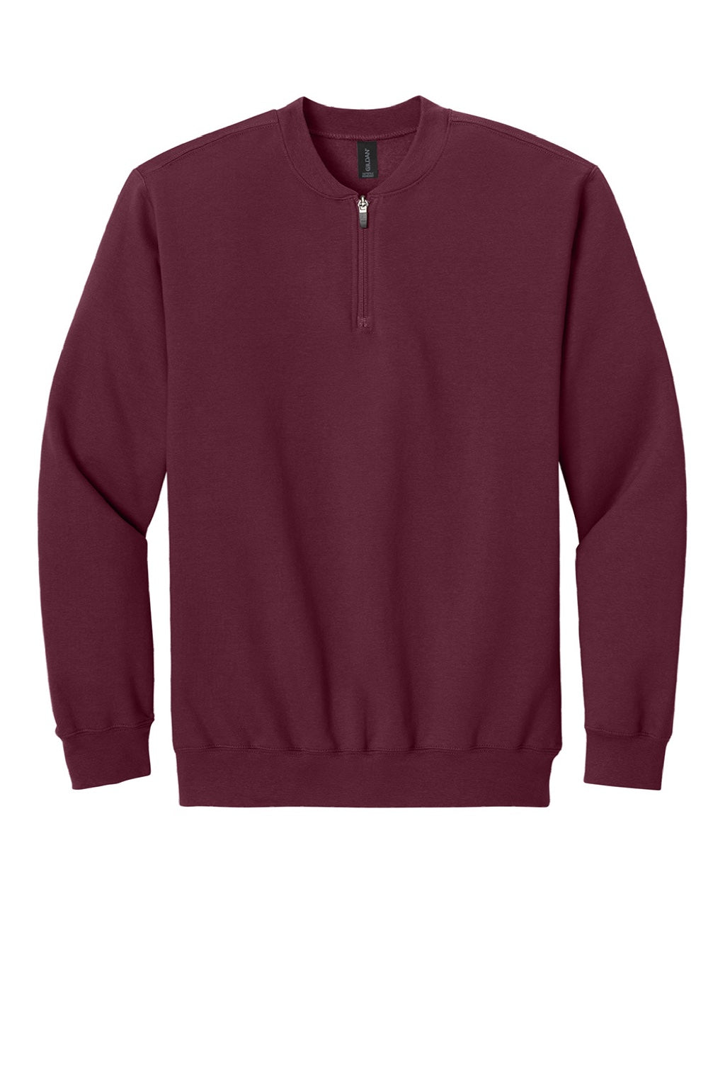 Gildan SF008 Mens Softstyle Fleece 1/4 Zip Sweatshirt Maroon Flat Front
