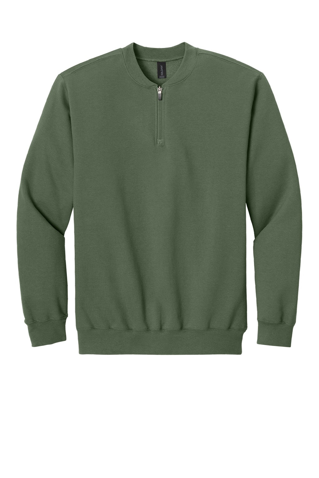 Gildan SF008 Mens Softstyle Fleece 1/4 Zip Sweatshirt Military Green Flat Front