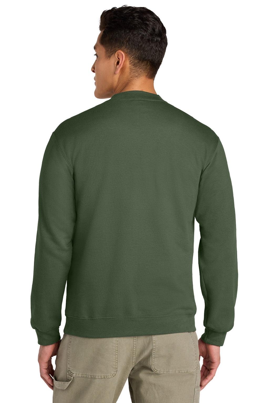 Gildan SF008 Mens Softstyle Fleece 1/4 Zip Sweatshirt Military Green Model Back