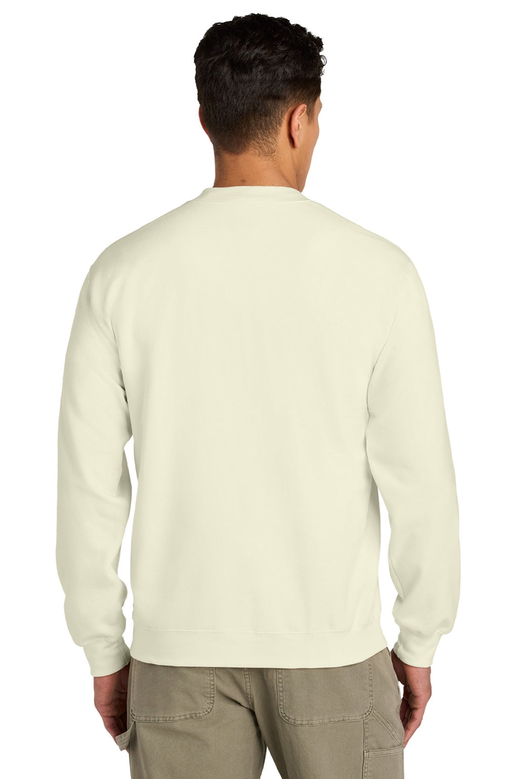 Gildan SF008 Mens Softstyle Fleece 1/4 Zip Sweatshirt Off White Model Back