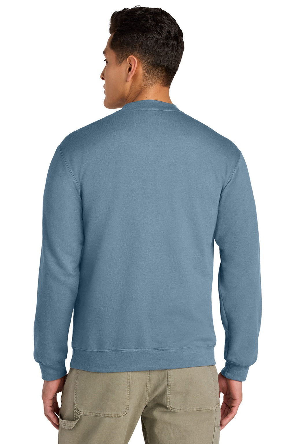 Gildan SF008 Mens Softstyle Fleece 1/4 Zip Sweatshirt Stone Blue Model Back