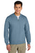 Gildan SF008 Mens Softstyle Fleece 1/4 Zip Sweatshirt Stone Blue Model Front