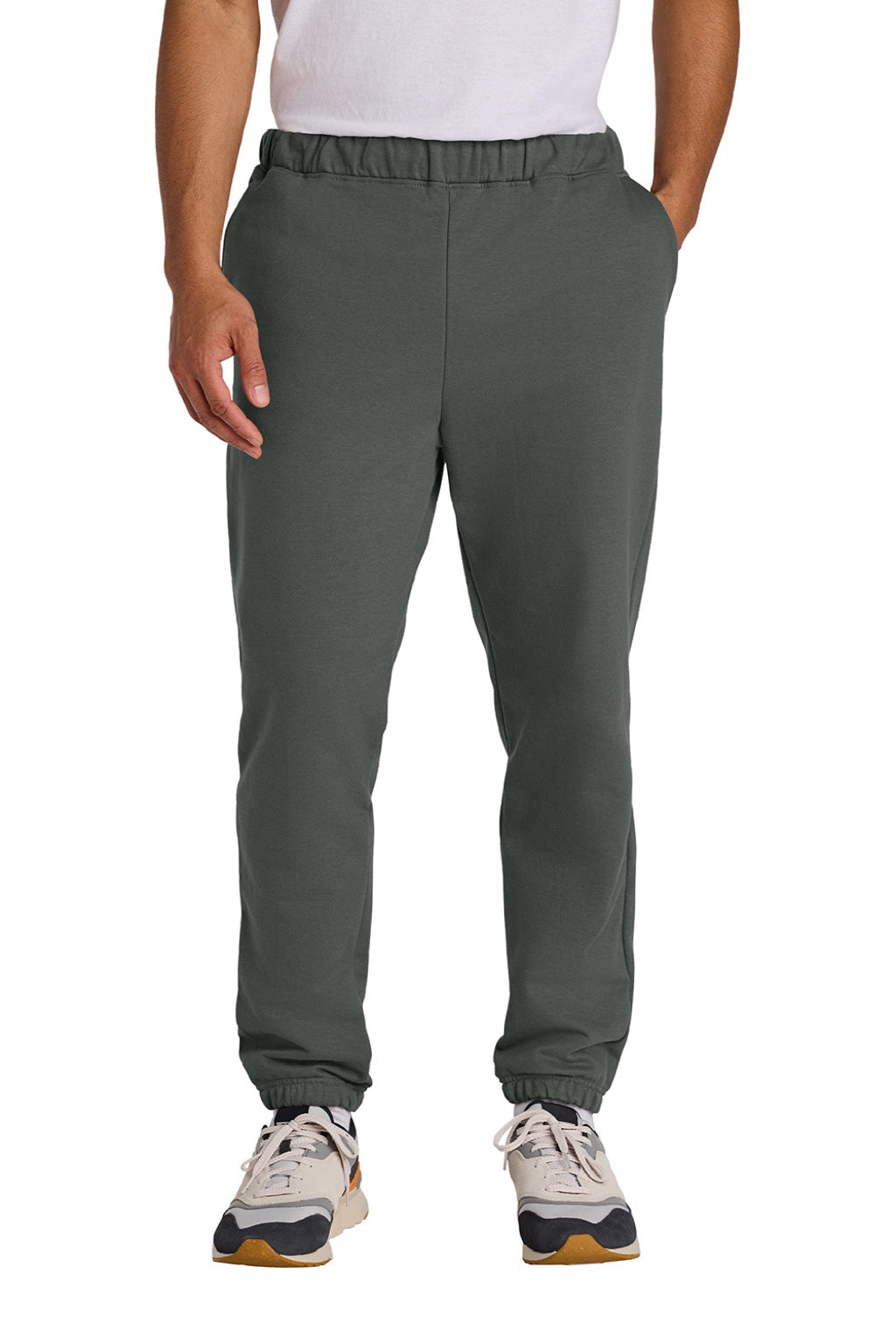 Gildan SF100 Mens Softstyle Sweatpants w/ Pockets Charcoal Grey Model Front