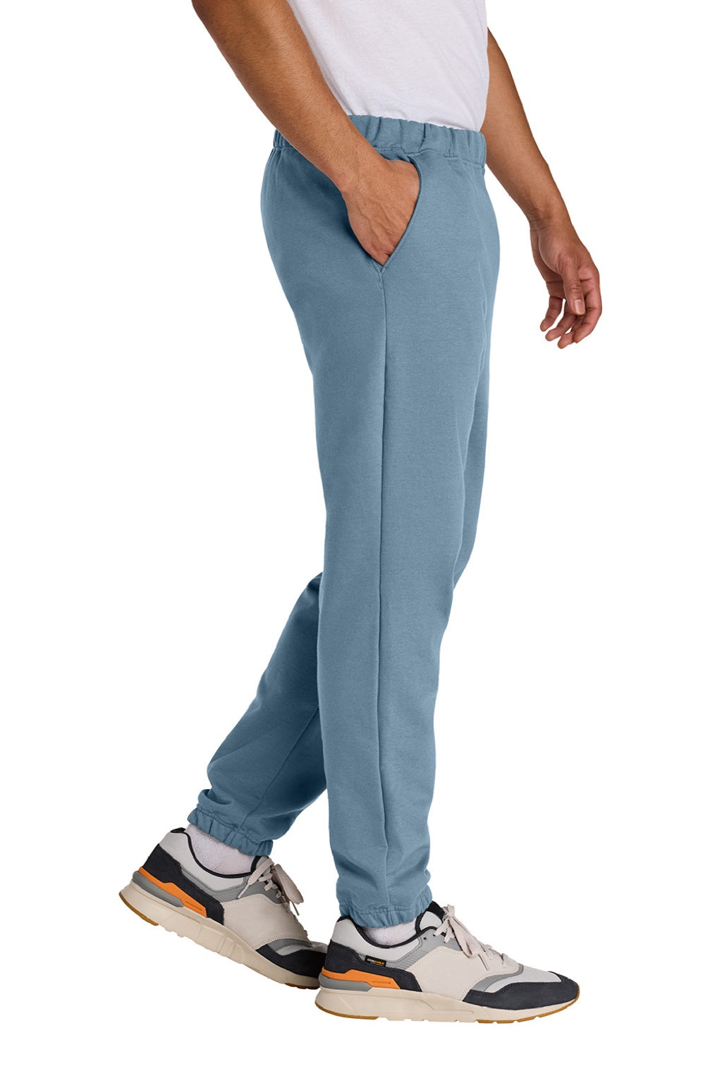 Gildan SF100 Mens Softstyle Sweatpants w/ Pockets Stone Blue Model Side