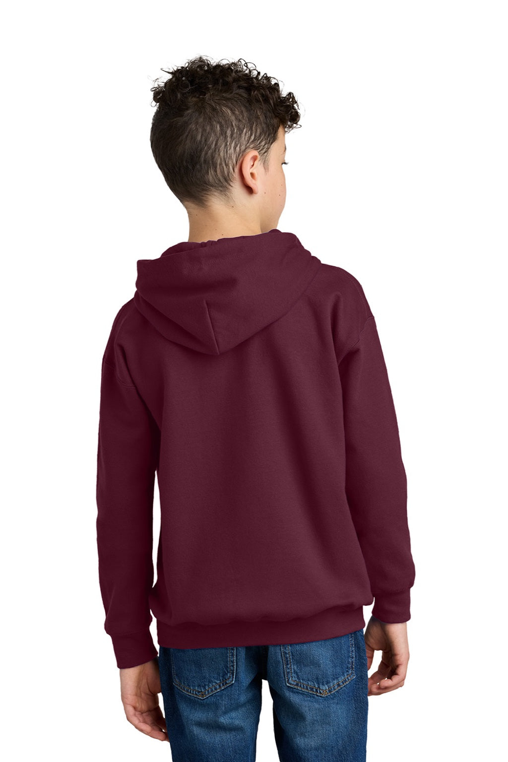 Gildan SF500B Youth Softstyle Hooded Sweatshirt Hoodie w/ Pouch Pocket Maroon Model Back