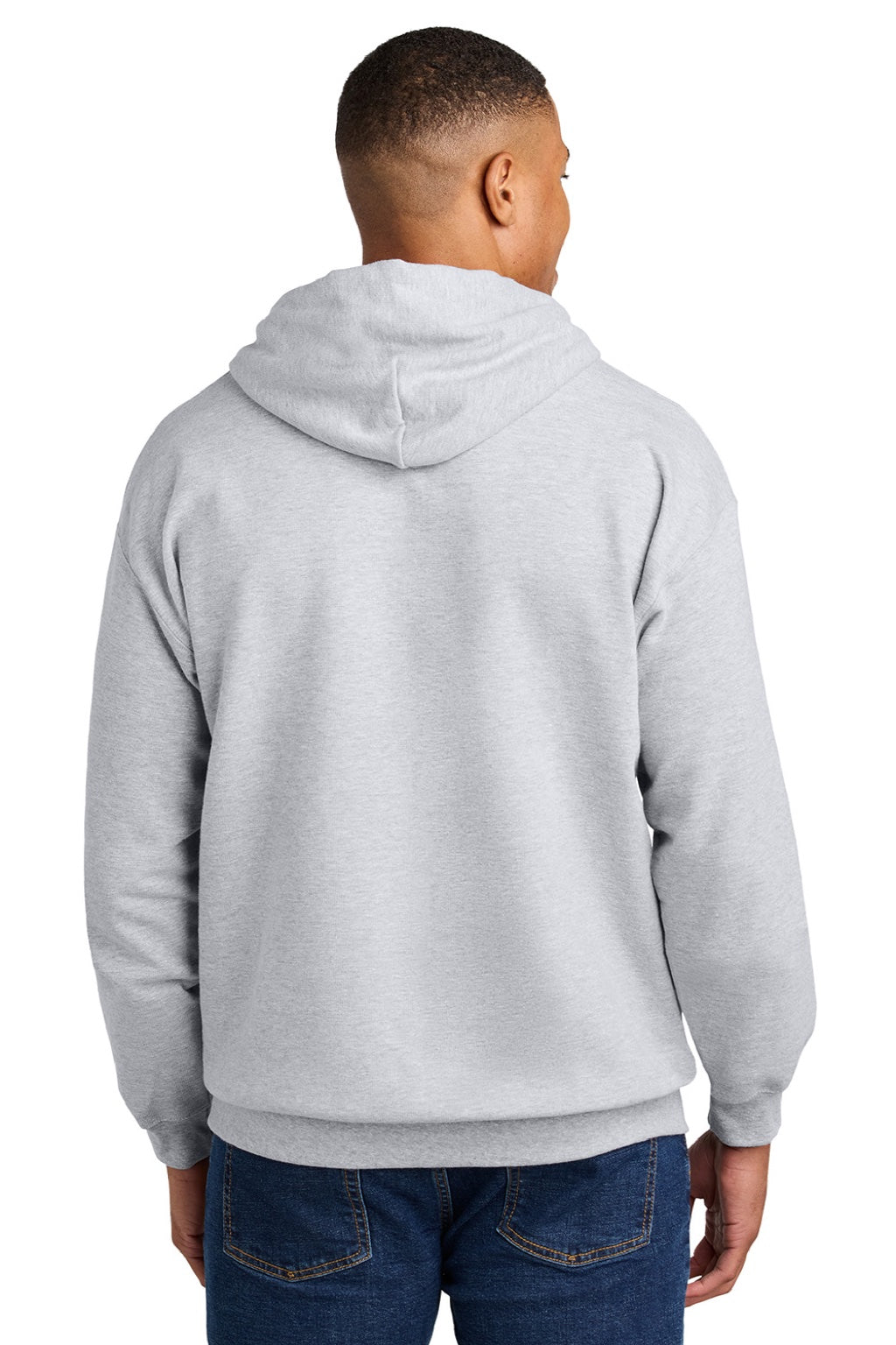 Gildan SF500 Mens Softstyle Hooded Sweatshirt Hoodie w/ Pouch Pocket Ash Grey Model Back