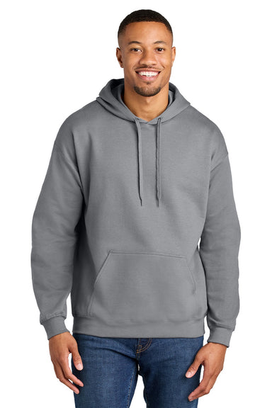 Gildan SF500 Mens Softstyle Hooded Sweatshirt Hoodie w/ Pouch Pocket Cement Grey Model Front