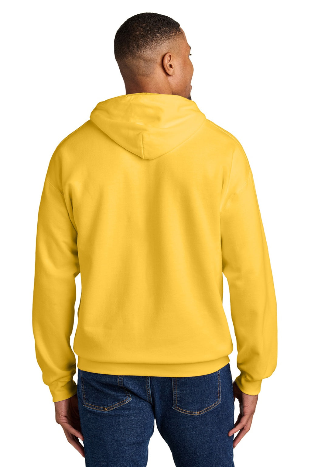 Gildan SF500 Mens Softstyle Hooded Sweatshirt Hoodie w/ Pouch Pocket Daisy Yellow Model Back