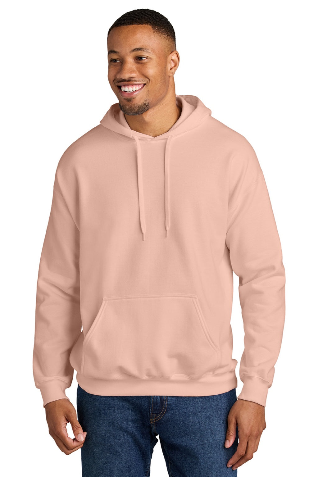 Gildan SF500 Mens Softstyle Hooded Sweatshirt Hoodie w/ Pouch Pocket Dusty Rose Model Front