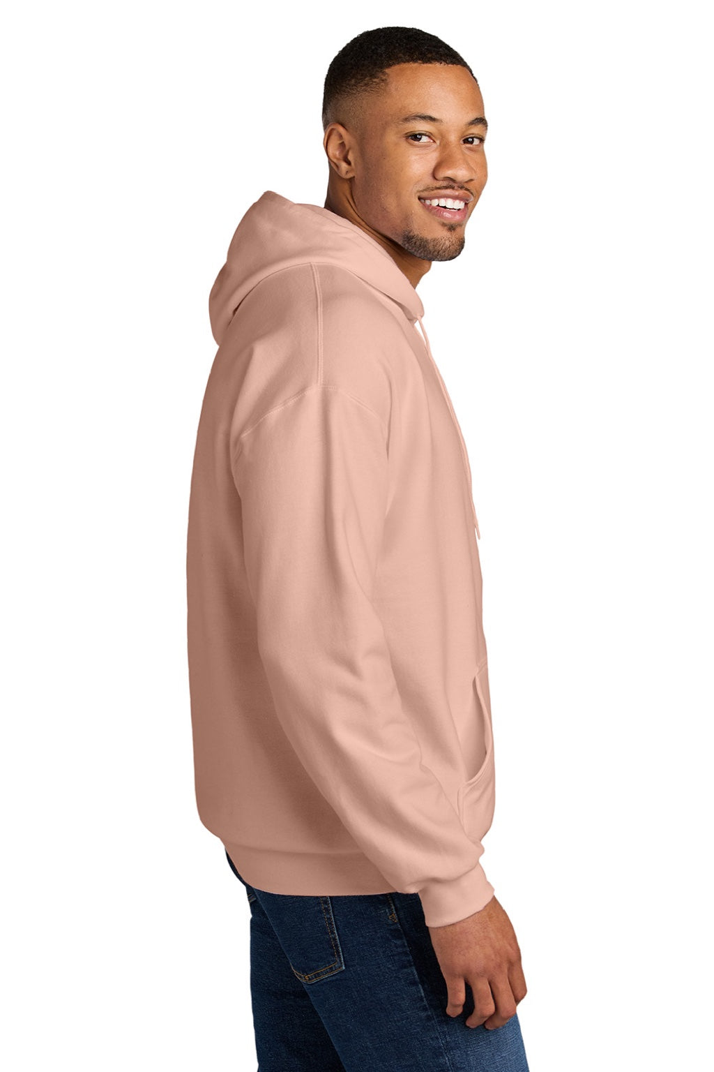 Gildan SF500 Mens Softstyle Hooded Sweatshirt Hoodie w/ Pouch Pocket Dusty Rose Model Side