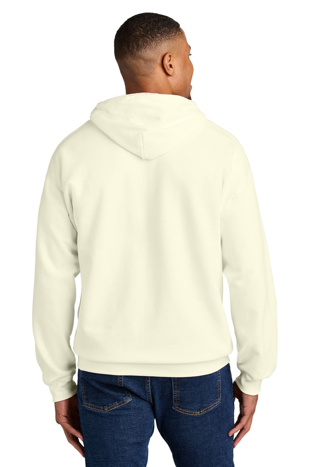 Gildan SF500 Mens Softstyle Hooded Sweatshirt Hoodie w/ Pouch Pocket Off White Model Back