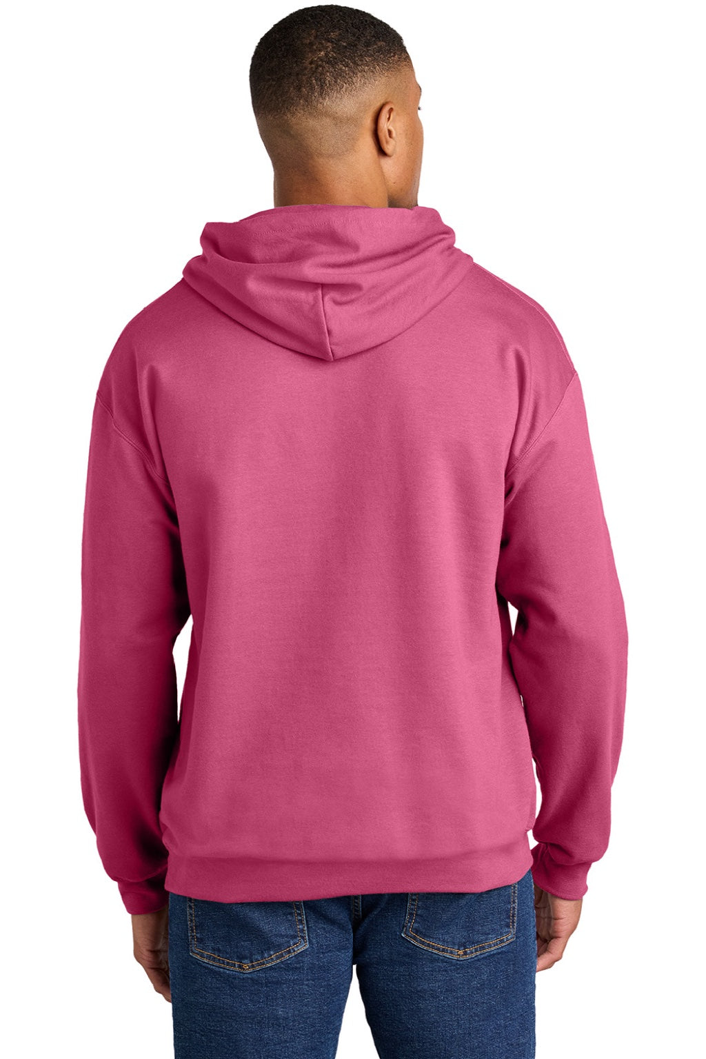 Gildan SF500 Mens Softstyle Hooded Sweatshirt Hoodie w/ Pouch Pocket Pink Lemonade Model Back