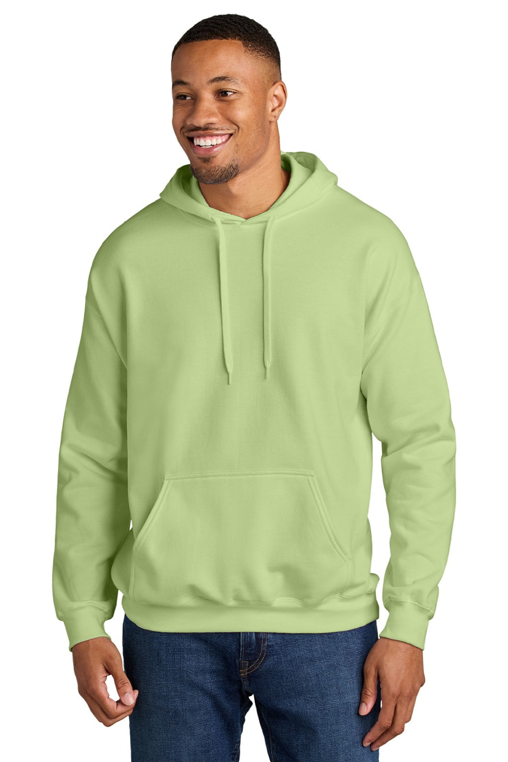 Gildan SF500 Mens Softstyle Hooded Sweatshirt Hoodie w/ Pouch Pocket Pistachio Green Model Front