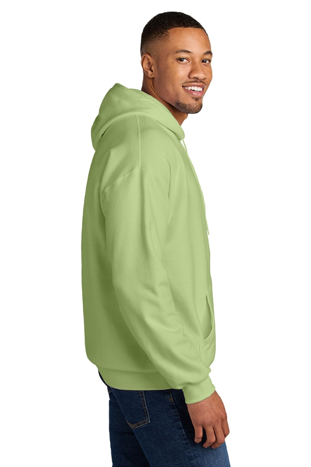 Gildan SF500 Mens Softstyle Hooded Sweatshirt Hoodie w/ Pouch Pocket Pistachio Green Model Side