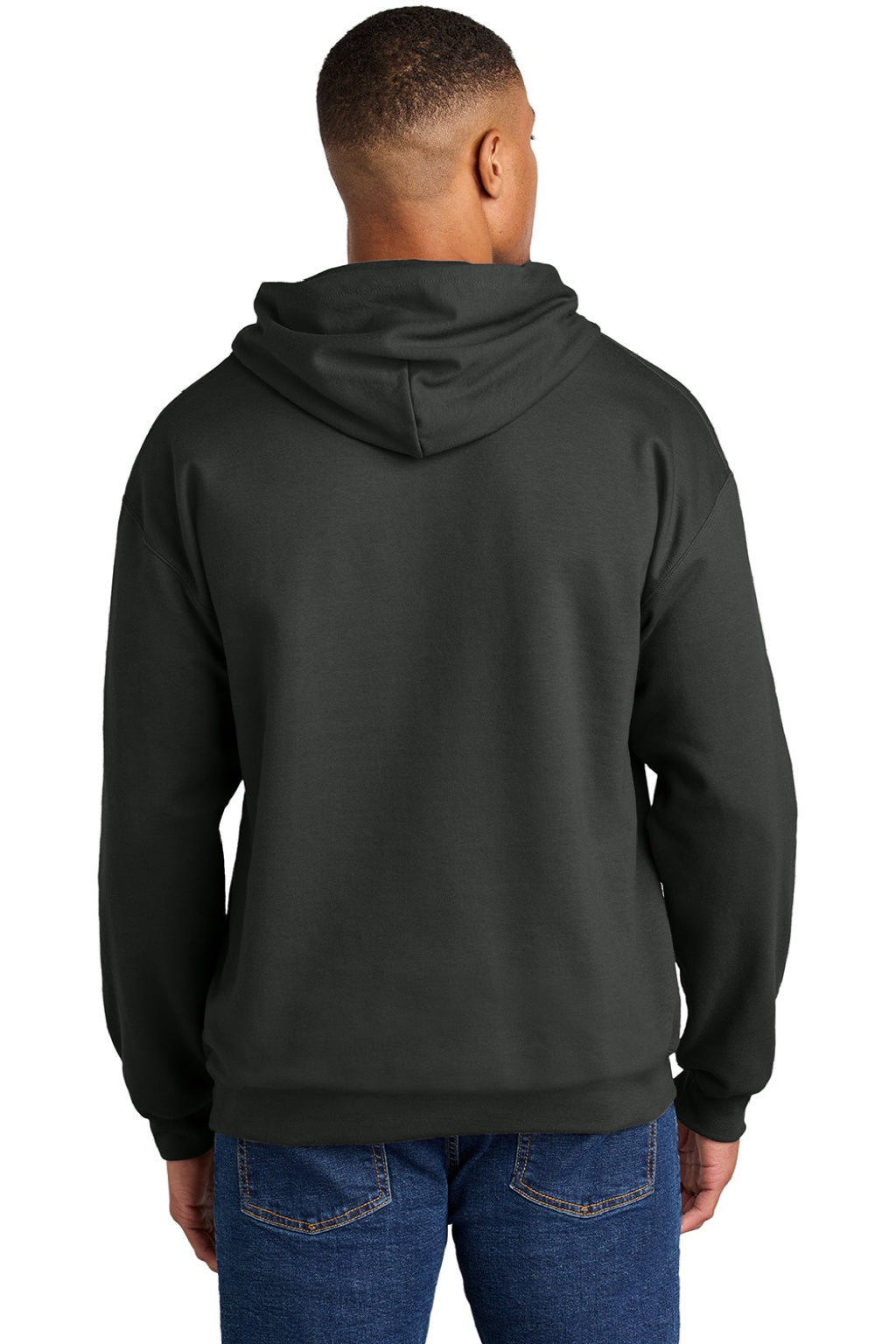 Gildan SF500 Mens Softstyle Hooded Sweatshirt Hoodie w/ Pouch Pocket Smoke Grey Model Back