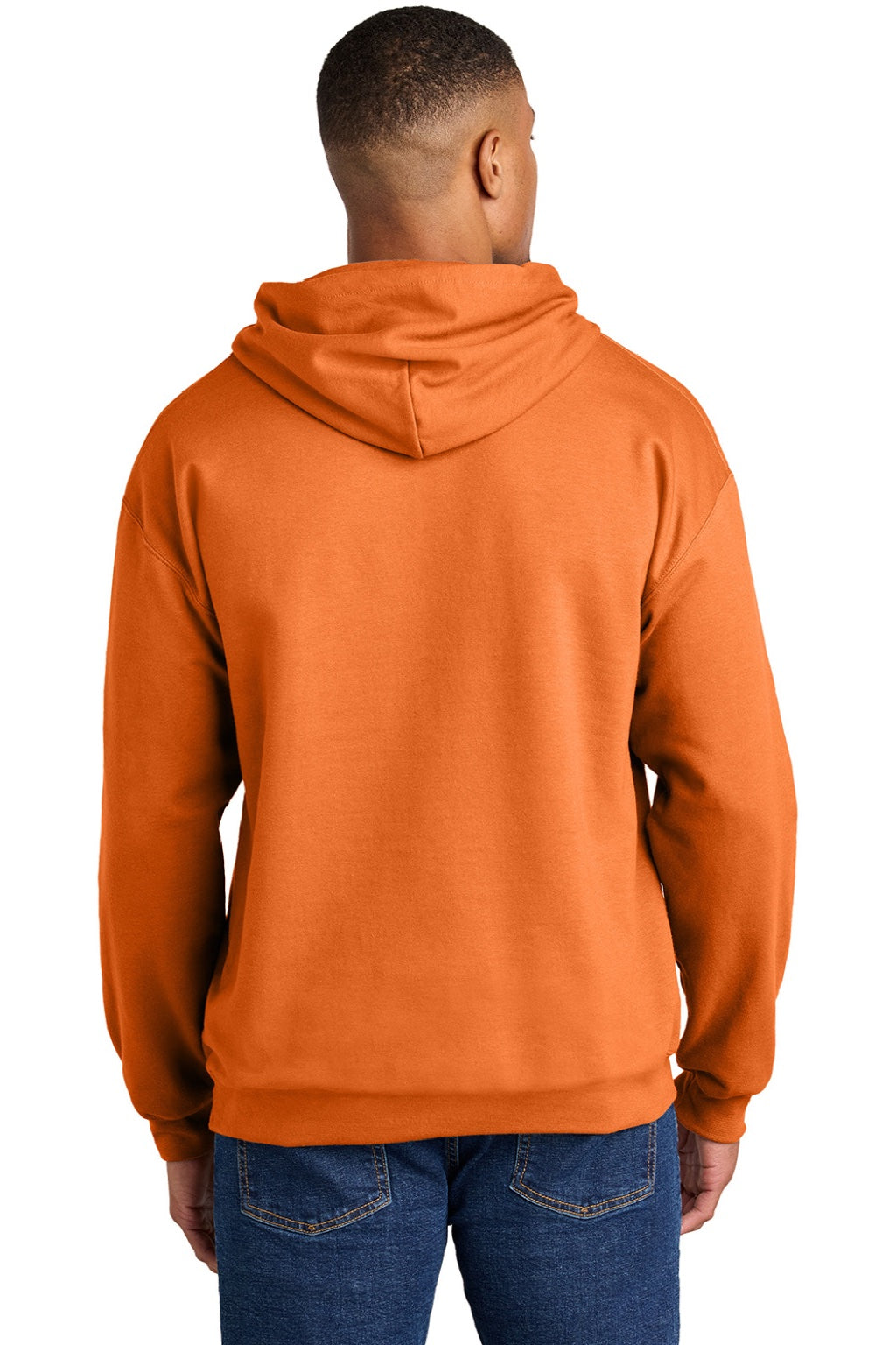 Gildan SF500 Mens Softstyle Hooded Sweatshirt Hoodie w/ Pouch Pocket Tangerine Orange Model Back