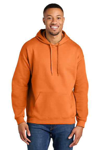 Gildan SF500 Mens Softstyle Hooded Sweatshirt Hoodie w/ Pouch Pocket Tangerine Orange Model Front