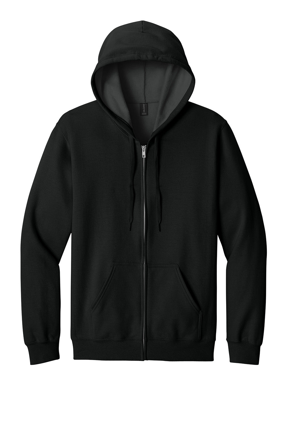 Gildan SF600 Mens Softstyle Fleece Full Zip Hooded Sweatshirt Hoodie w/ Pockets Black Flat Front
