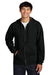 Gildan SF600 Mens Softstyle Fleece Full Zip Hooded Sweatshirt Hoodie w/ Pockets Black Model Front