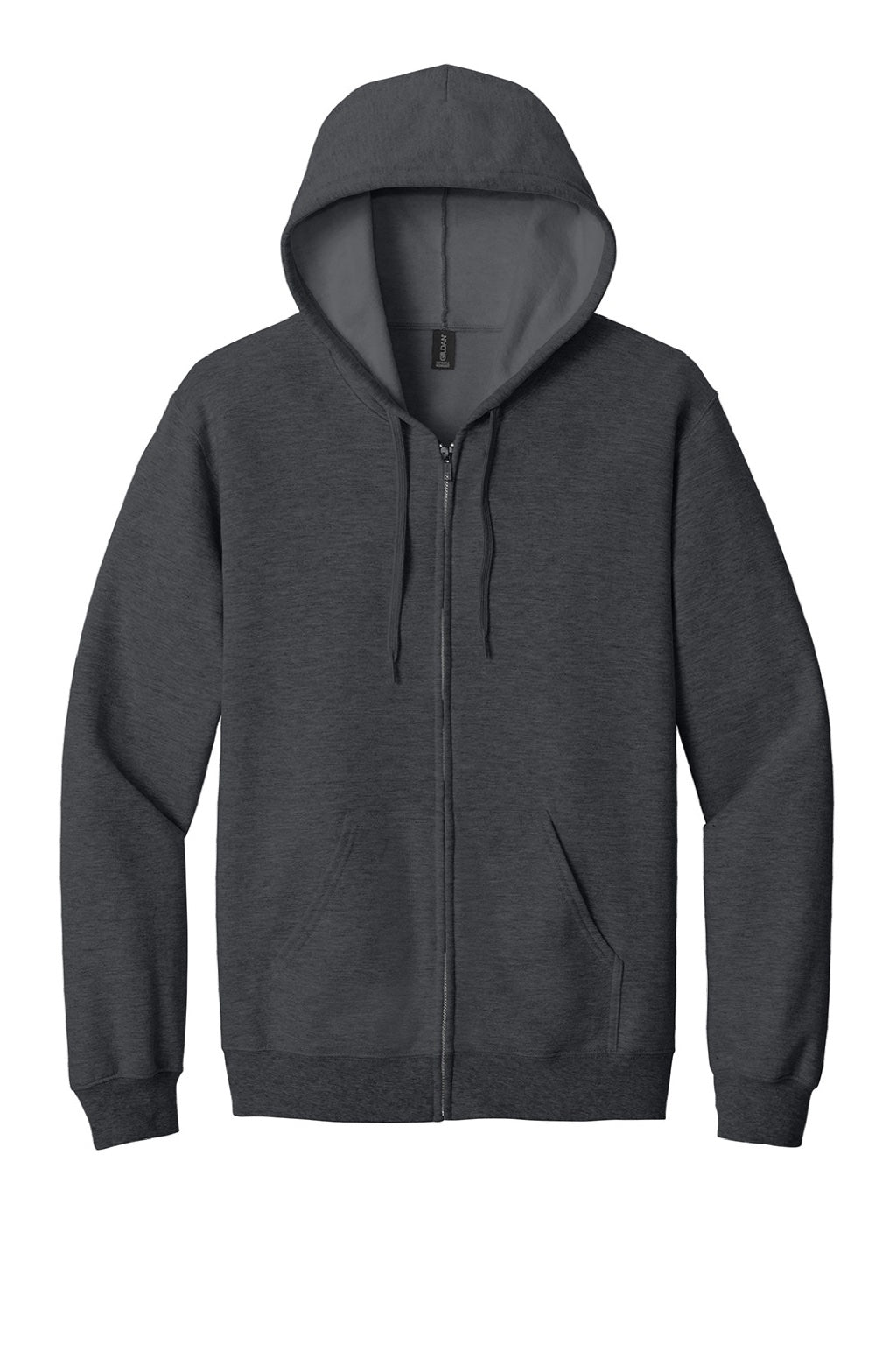 Gildan SF600 Mens Softstyle Fleece Full Zip Hooded Sweatshirt Hoodie w/ Pockets Heather Dark Grey Flat Front