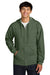 Gildan SF600 Mens Softstyle Fleece Full Zip Hooded Sweatshirt Hoodie w/ Pockets Military Green Model Front