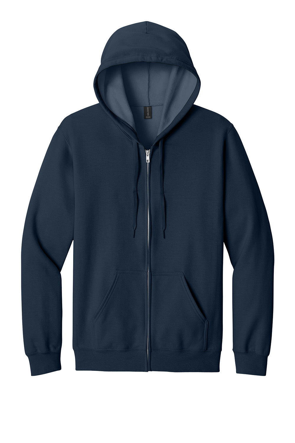 Gildan SF600 Mens Softstyle Fleece Full Zip Hooded Sweatshirt Hoodie w/ Pockets Navy Blue Flat Front