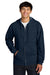 Gildan SF600 Mens Softstyle Fleece Full Zip Hooded Sweatshirt Hoodie w/ Pockets Navy Blue Model Front