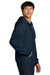 Gildan SF600 Mens Softstyle Fleece Full Zip Hooded Sweatshirt Hoodie w/ Pockets Navy Blue Model Side