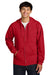Gildan SF600 Mens Softstyle Fleece Full Zip Hooded Sweatshirt Hoodie w/ Pockets Red Model Front