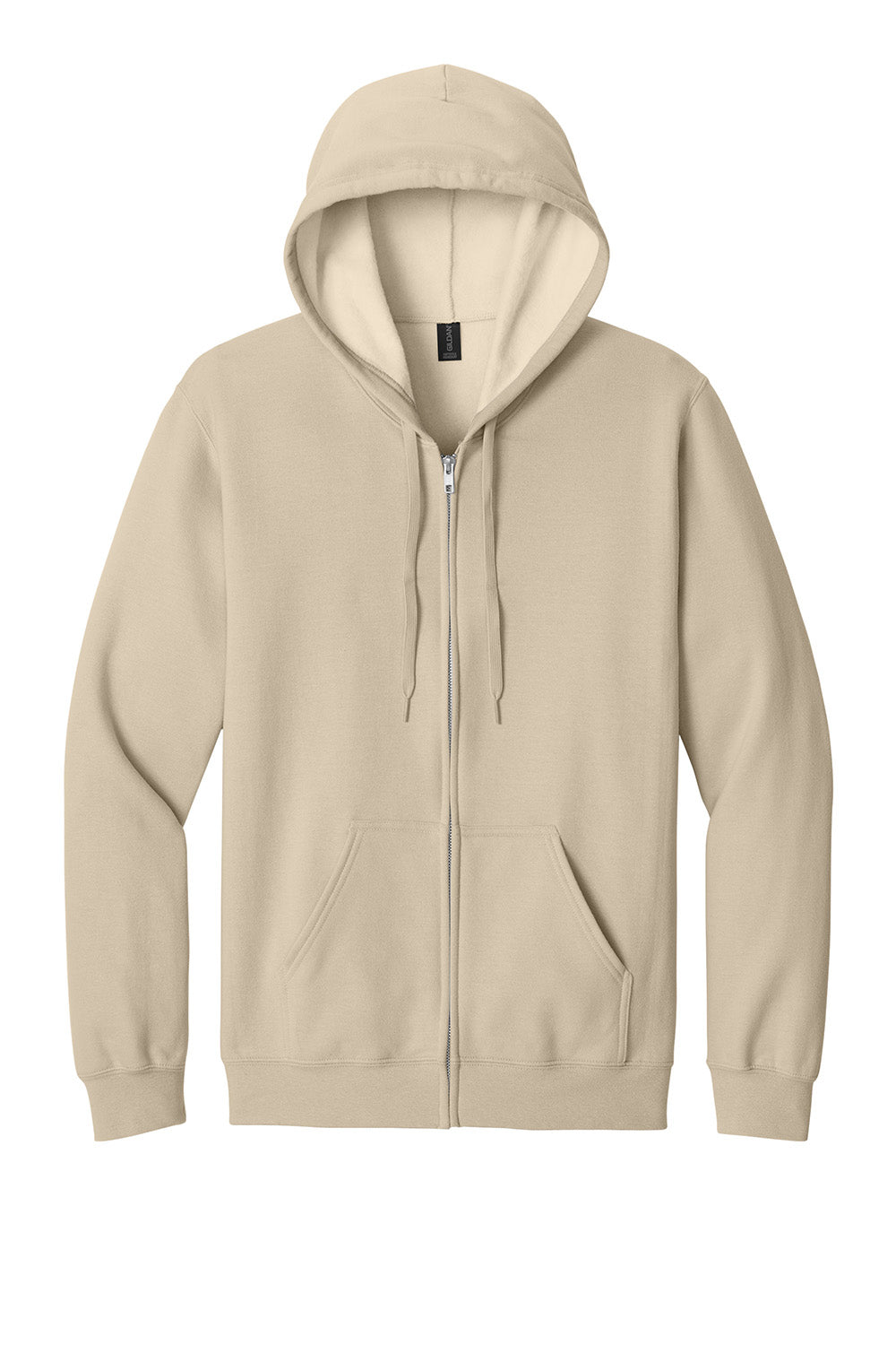 Gildan SF600 Mens Softstyle Fleece Full Zip Hooded Sweatshirt Hoodie w/ Pockets Sand Brown Flat Front