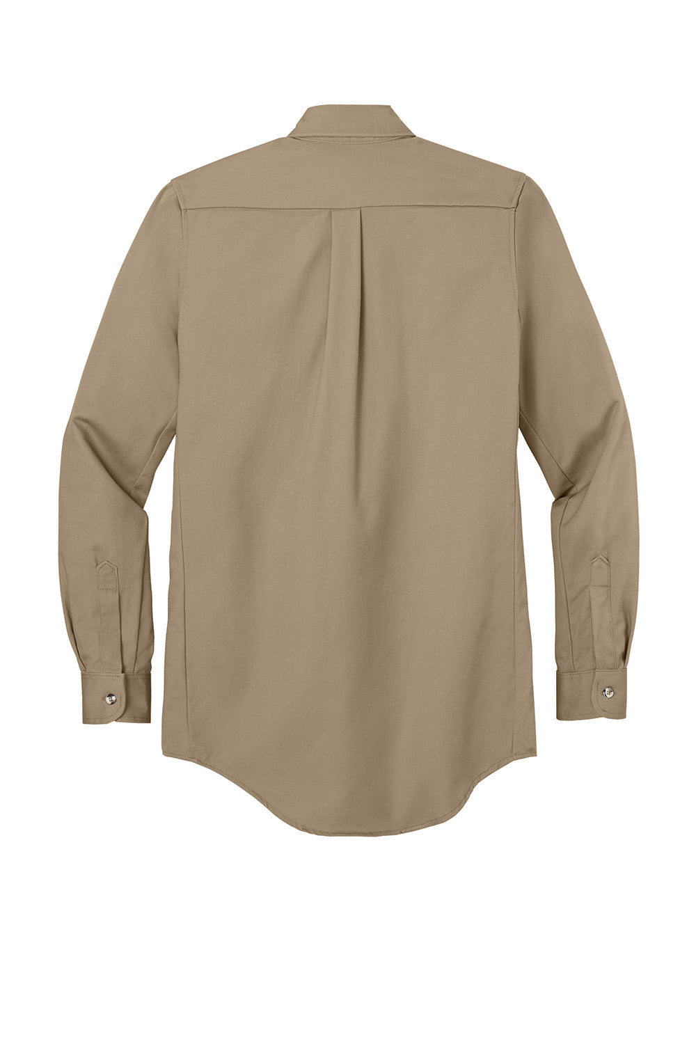 Bulwark SLU2 Mens EXCEL FR ComforTouch Long Sleeve Button Down Shirt w/ Double Pockets Khaki Brown Flat Back