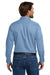 Bulwark SLU2 Mens EXCEL FR ComforTouch Long Sleeve Button Down Shirt w/ Double Pockets Light Blue Model Back