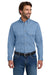 Bulwark SLU2 Mens EXCEL FR ComforTouch Long Sleeve Button Down Shirt w/ Double Pockets Light Blue Model Front
