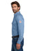 Bulwark SLU2 Mens EXCEL FR ComforTouch Long Sleeve Button Down Shirt w/ Double Pockets Light Blue Model Side