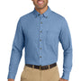 Port & Company Mens Denim Long Sleeve Button Down Shirt w/ Pocket - Faded Blue