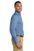 Port & Company SP10 Mens Denim Long Sleeve Button Down Shirt w/ Pocket Faded Blue Model Side