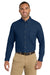 Port & Company SP10 Mens Denim Long Sleeve Button Down Shirt w/ Pocket Ink Blue Model Front