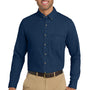 Port & Company Mens Denim Long Sleeve Button Down Shirt w/ Pocket - Ink Blue