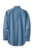 Port & Company SP10 Mens Denim Long Sleeve Button Down Shirt w/ Pocket Faded Blue Flat Back