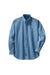 Port & Company SP10 Mens Denim Long Sleeve Button Down Shirt w/ Pocket Faded Blue Flat Front