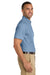 Port & Company SP11 Mens Denim Short Sleeve Button Down Shirt w/ Pocket Faded Blue Model Side