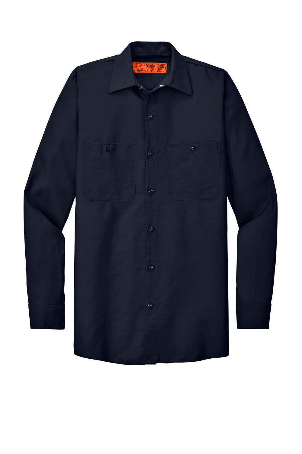 Red Kap SP14/SP14LONG Mens Industrial Moisture Wicking Long Sleeve Button Down Shirt w/ Double Pockets Navy Blue Flat Front