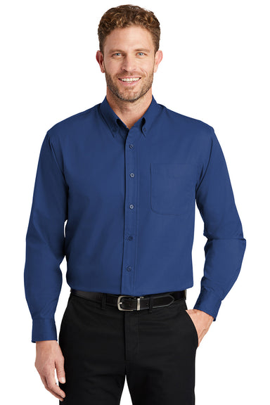CornerStone SP17 Mens SuperPro Stain Resistant Long Sleeve Button Down Shirt w/ Pocket Royal Blue Model Front