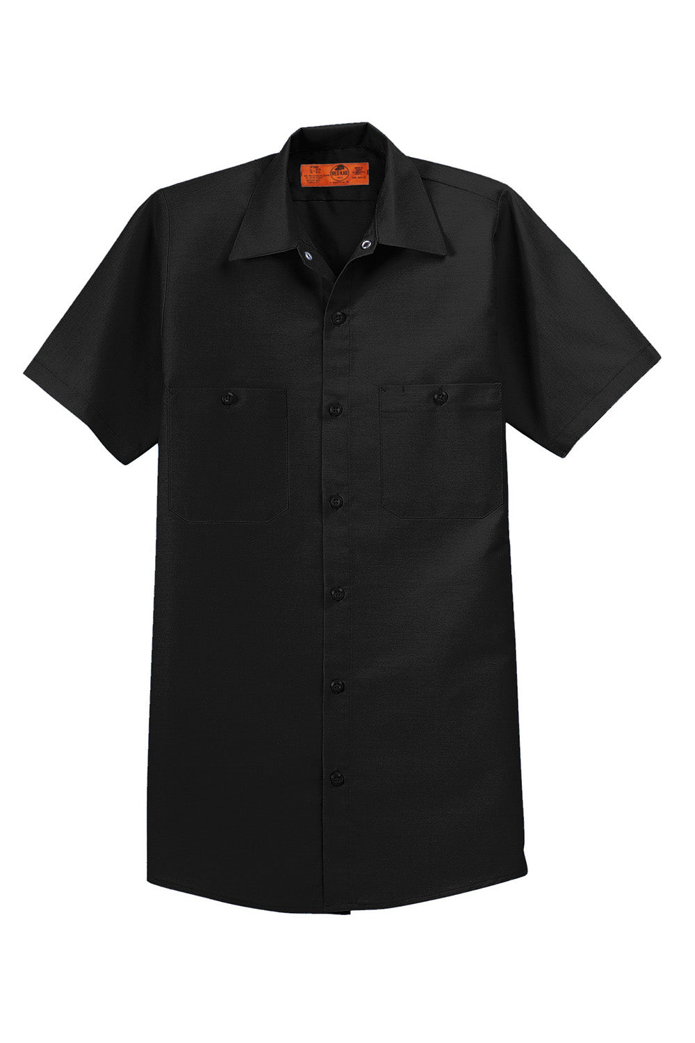 Red Kap SP24/SP24LONG Mens Industrial Moisture Wicking Short Sleeve Button Down Shirt w/ Double Pockets Black Flat Front