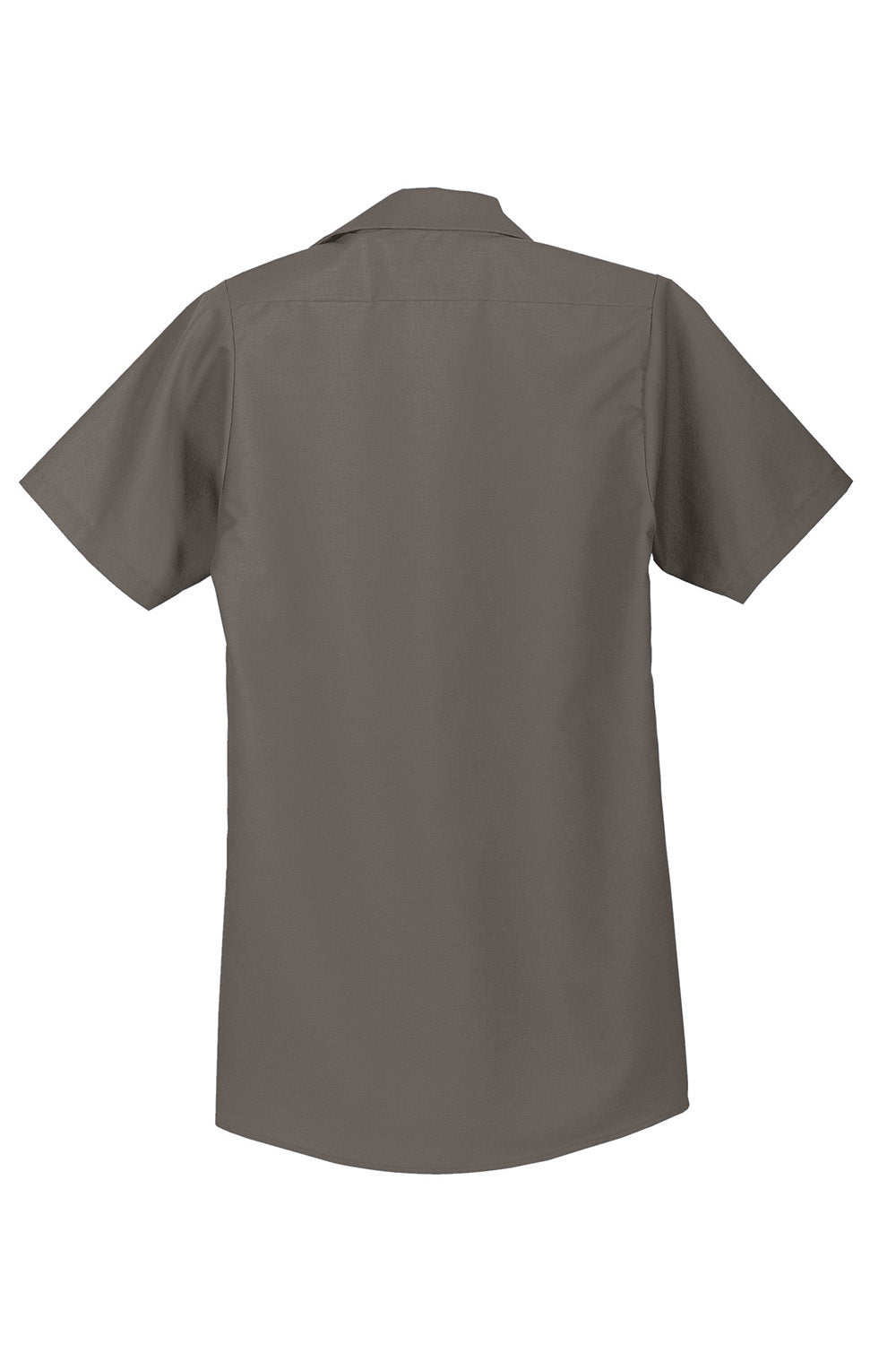 Red Kap SP24/SP24LONG Mens Industrial Moisture Wicking Short Sleeve Button Down Shirt w/ Double Pockets Grey Flat Back