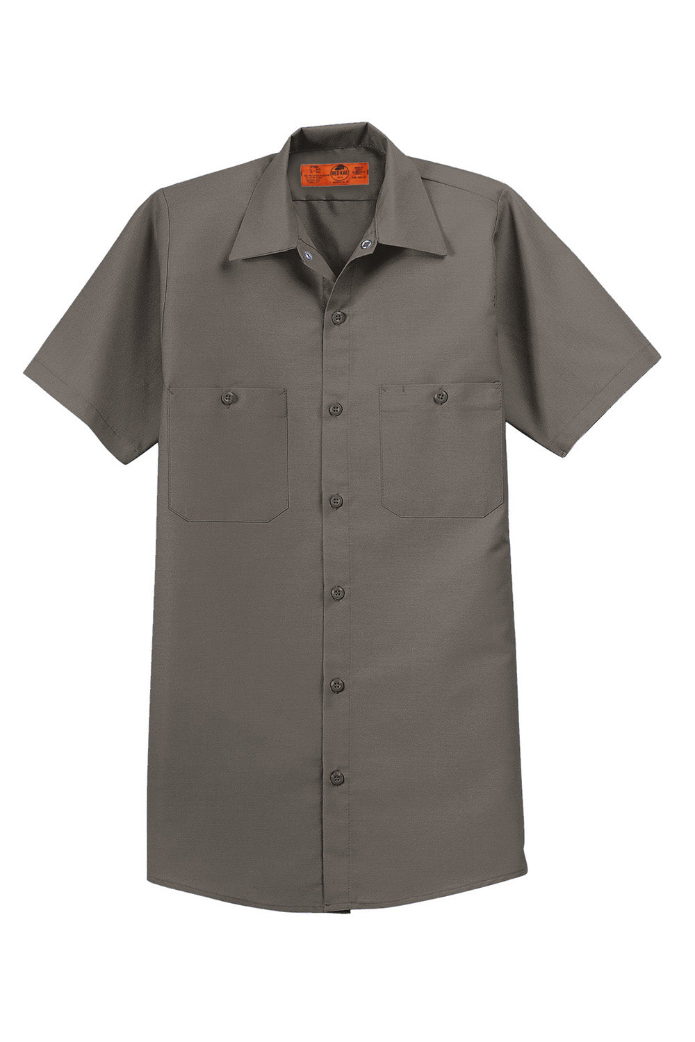 Red Kap SP24/SP24LONG Mens Industrial Moisture Wicking Short Sleeve Button Down Shirt w/ Double Pockets Grey Flat Front